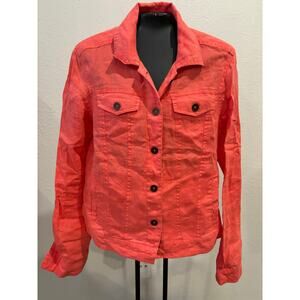 Michael Stars Linen Jacket Womens Size Small Coral Pink Coastal